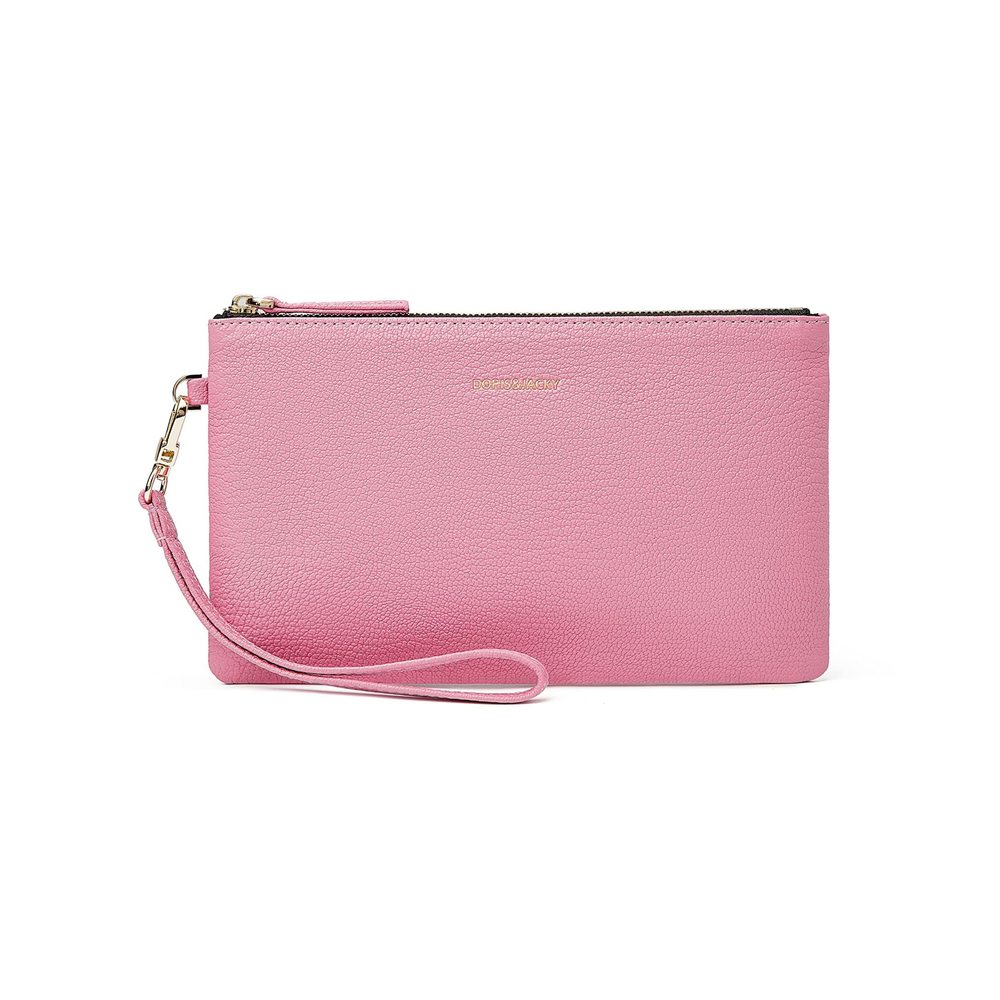 Goatskin Leather Wristlet Clutch Wallet Cute Small Pouch Bag With Strap ^-^